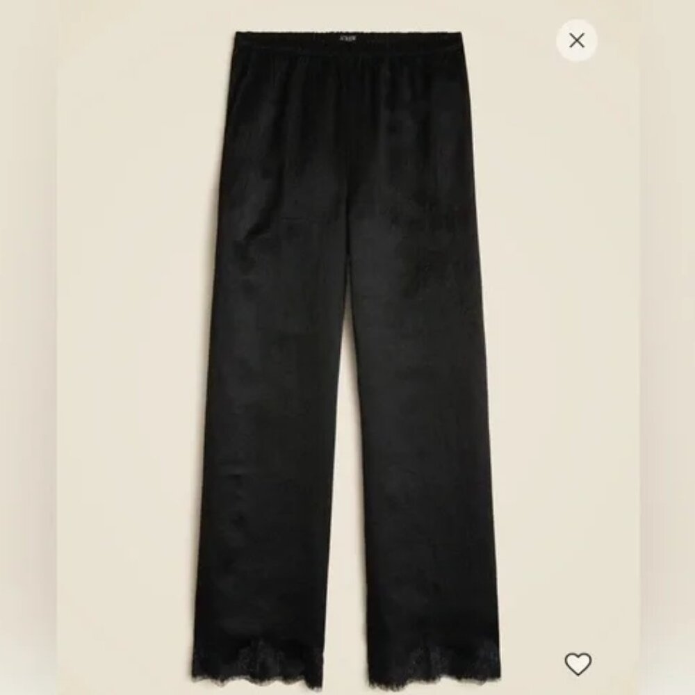 J. Crew Stratus lace-trim pant in textured satin NWT (MT)